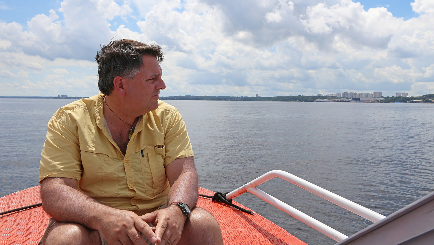 Mark Lichtenstein on a boat in Brazil