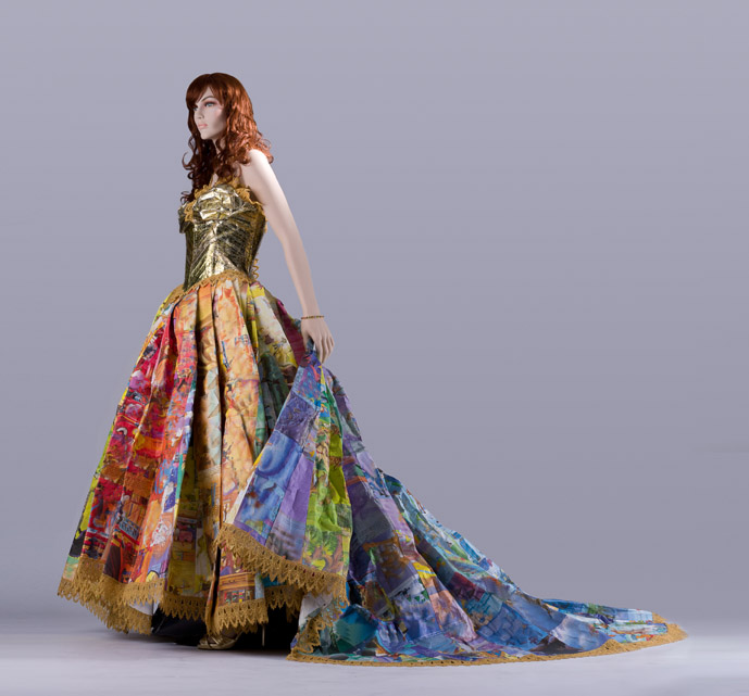 gown made out of children's books
