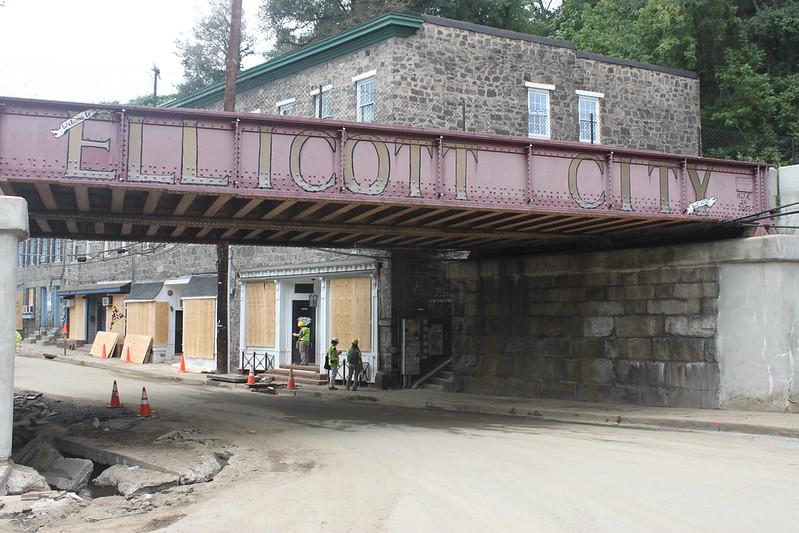 The bridge in Ellicott City among debris after the flooding in 2016.