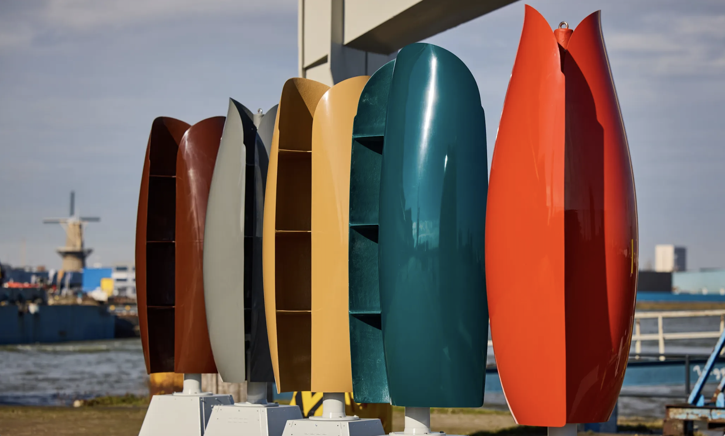 Tulip Turbines come in three sizes and a customizable variety of colors. (Courtesy of Flower Turbines)
