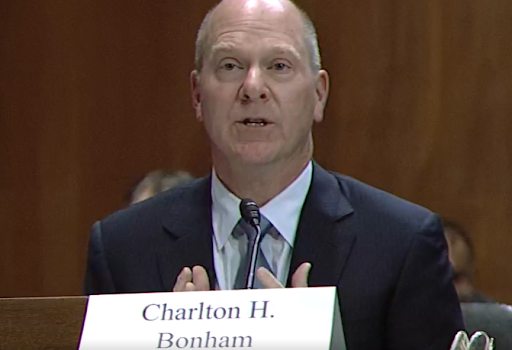Director of the California Department of Fish and Wildlife Charlton (Chuck) Bonham speaks about the importance of wildlife corridors in the Senate Environment and Public Works committee Tuesday afternoon.