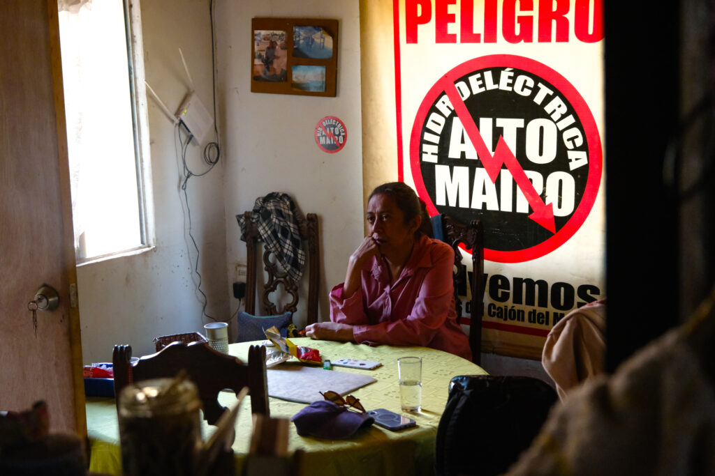 Marcela Mella, a 55-year old community leader from the neighboring town of El Canelo who became the face of the No Alto Maipo movement, sits in her kitchen.
