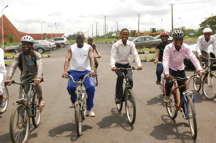 Bicycle riders during World Environment Day in Ife, Nigeria in 2016. 