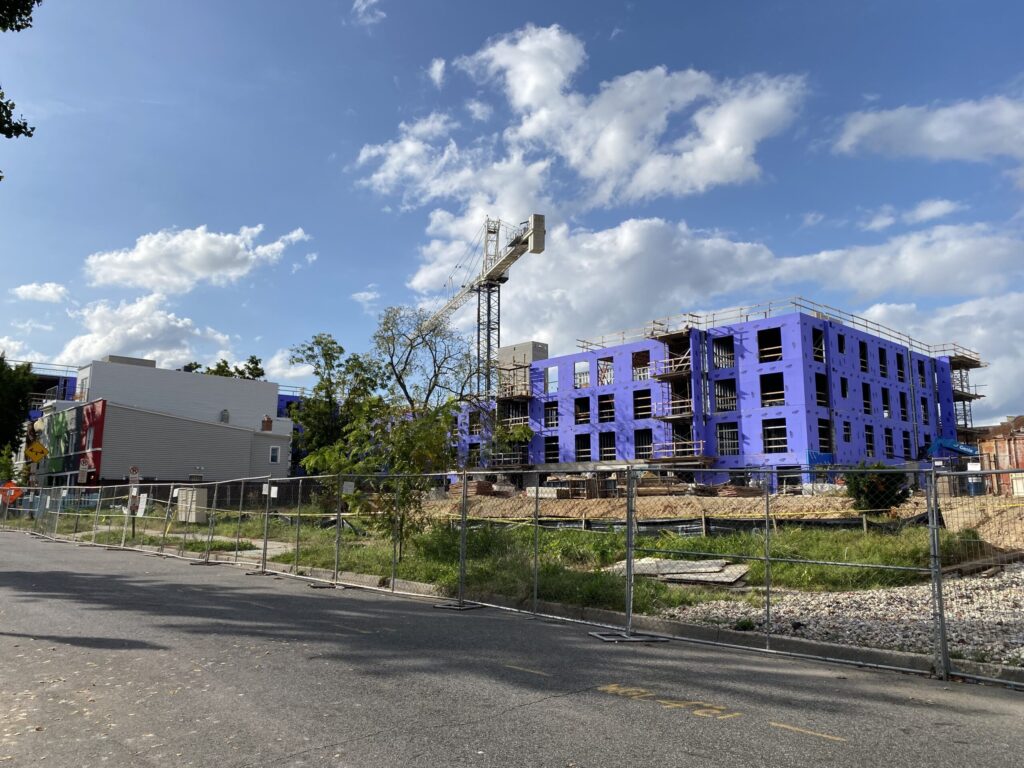 A housing development in the process of being built.