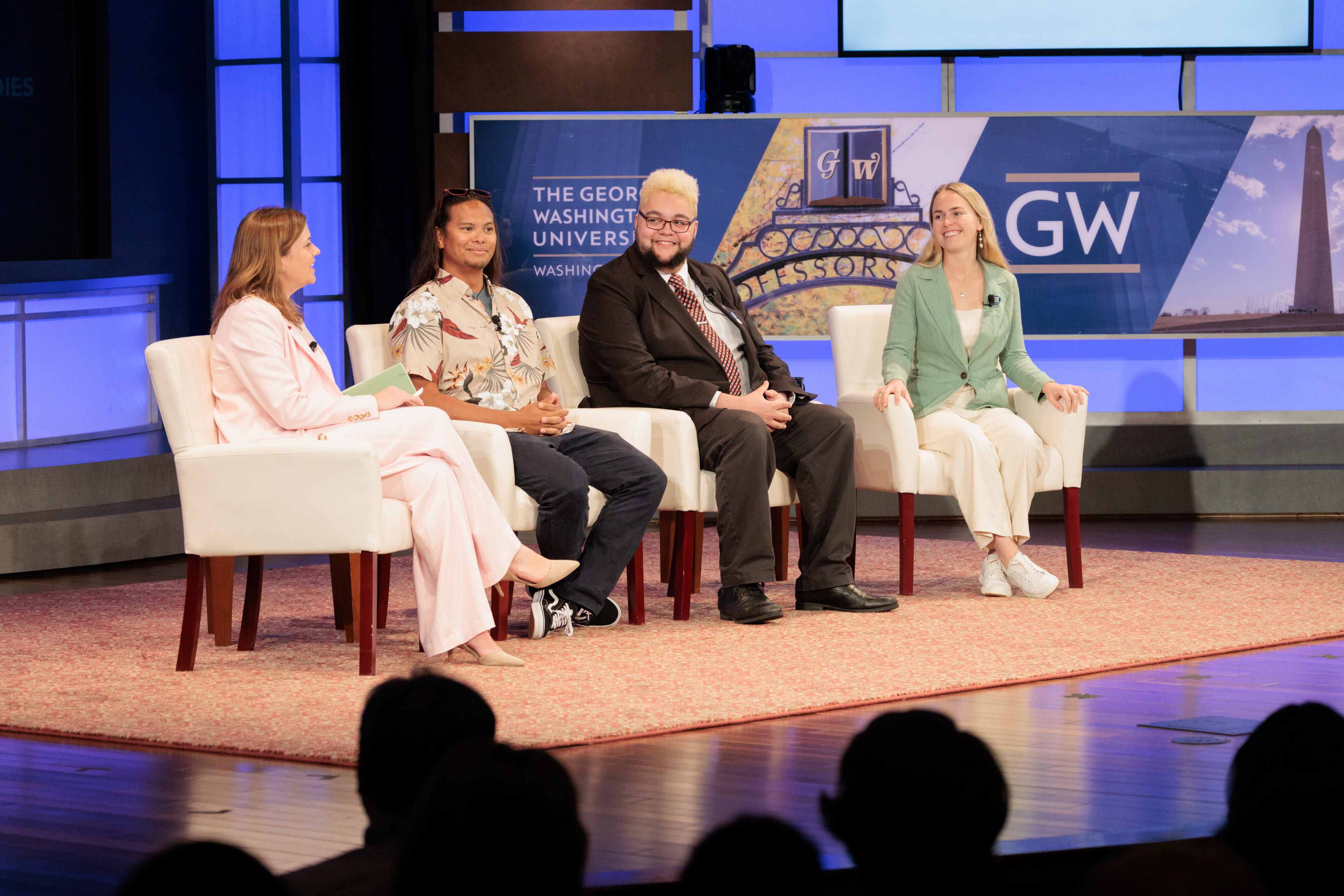 From left: Kaitlyn Yarnall, Chief Storytelling Officer, National Geographic Society; Farron Taijeron, University of Guam; Owen Volk, SUNY-ESF; and Libby Mohn, Middlebury Institute of International Studies; discuss storytelling from the field.