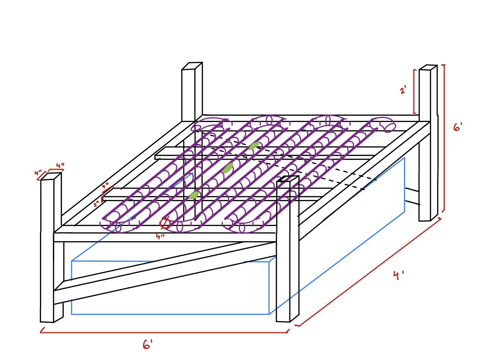 A sketch of the final hydroponic wall created by Engineers Without Borders displays the structure and measurements of the wall.