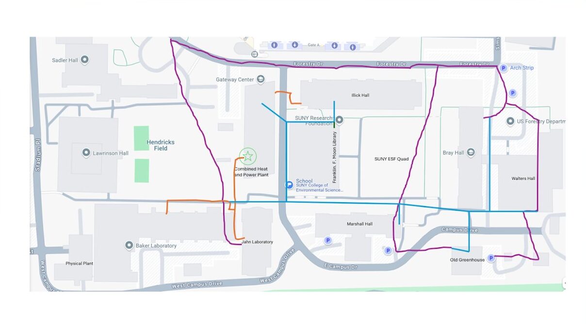 Existing Steam Loops and Proposed Hot Water Distribution Network.