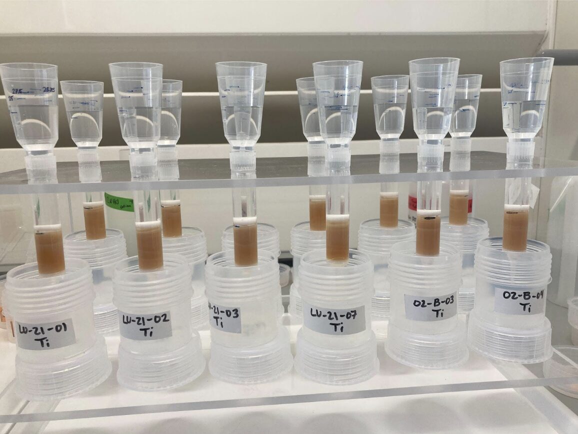Labeled samples in a lab.