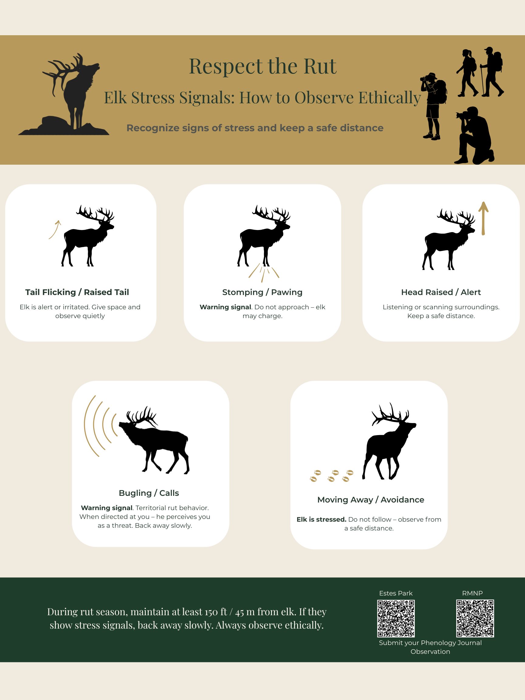 An infographic showing elk stress signals.