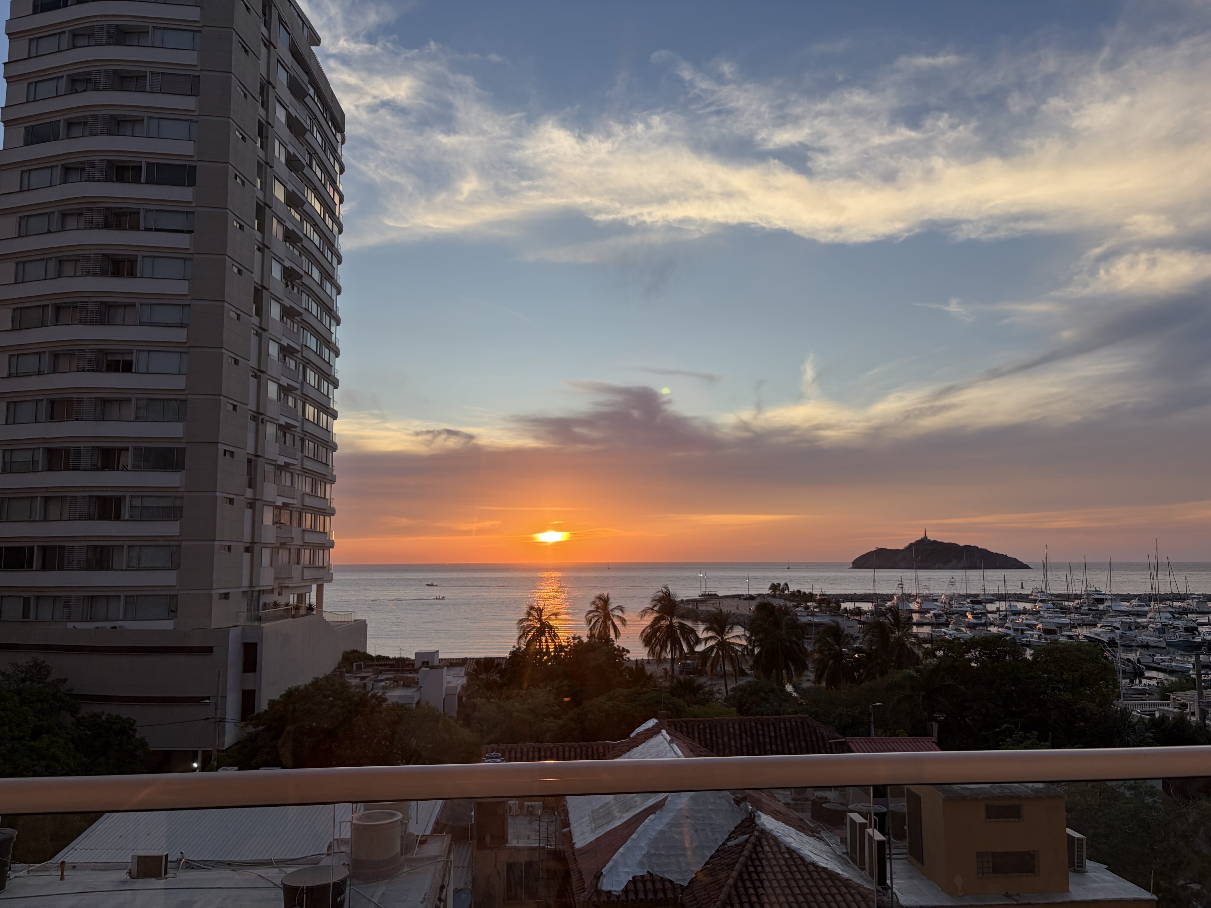 Sunset over ocean.